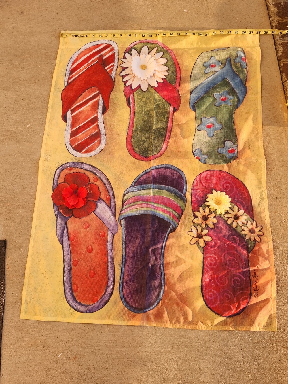 Yellow Flip-Flop Decorative Flag with Colorful Sandals